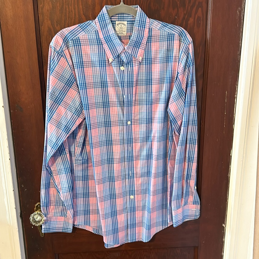 Pink and Blue Plaid Brooks Brothers Dress Shirt